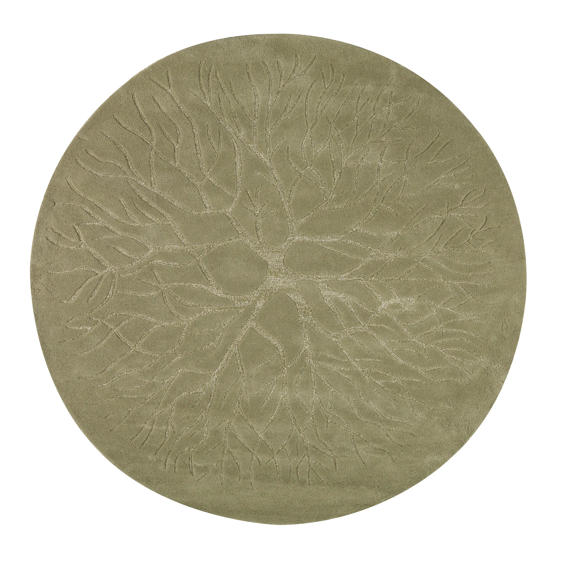 Birds nest håndtuftet teppe Ø220 cm, vintergrønt Kateha