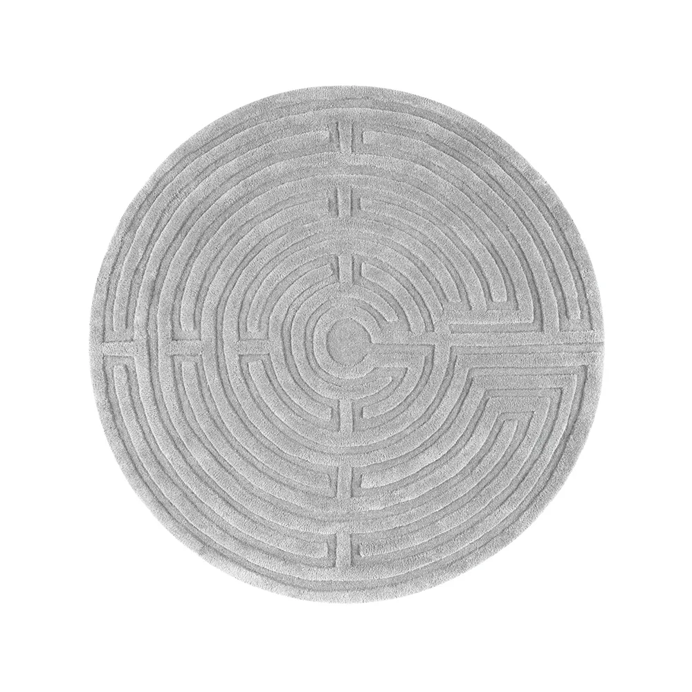 Minilabyrint rund gulvteppe, sølvgrå (grå), 130 cm Kateha