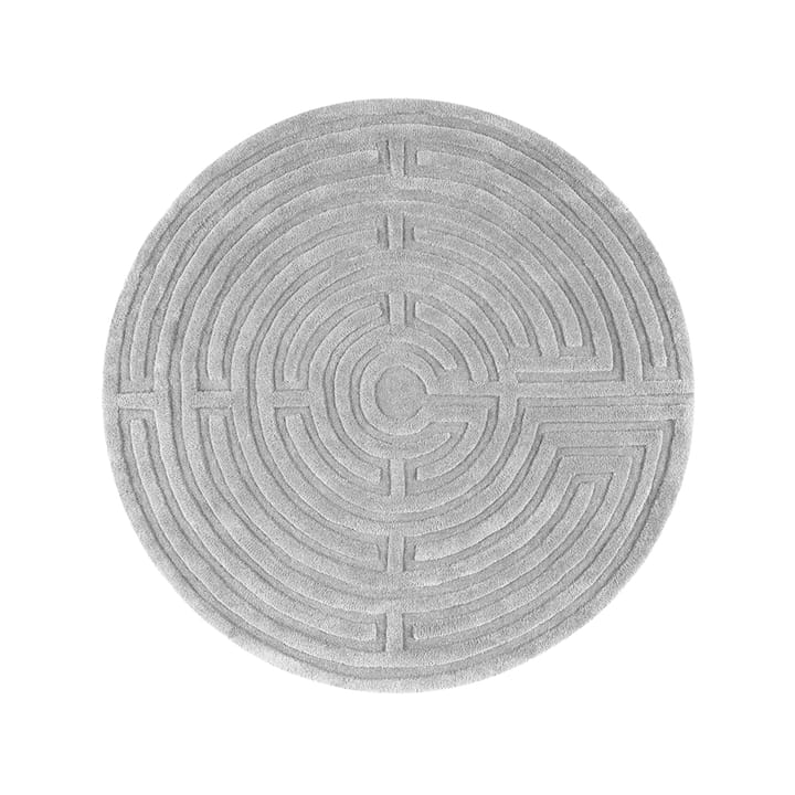 Minilabyrint rund gulvteppe - sølvgrå (grå), 130 cm - Kateha