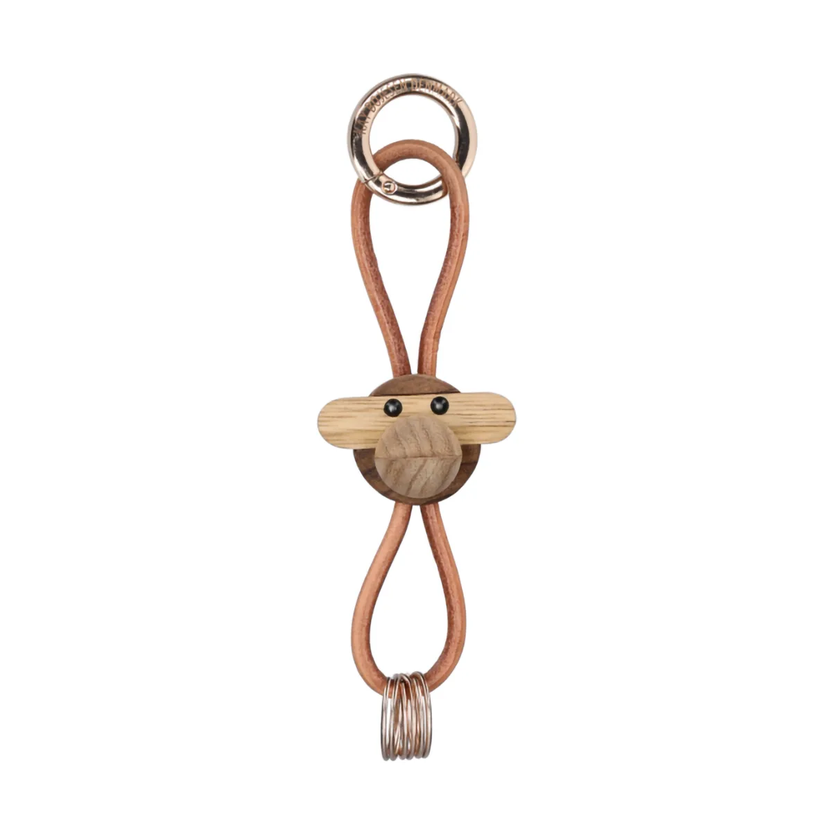 Kaj Bojesen ape nøkkelring, Teak-limbatre, natur lær Kay Bojesen Denmark