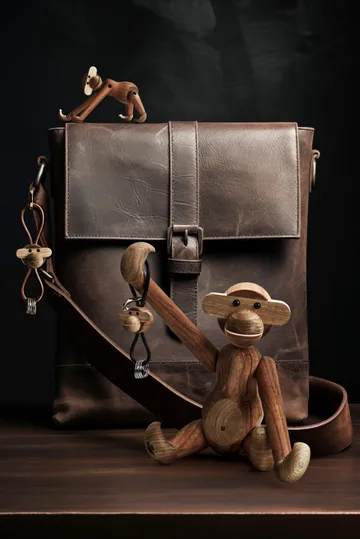 Kaj Bojesen ape nøkkelring - Teak-limbatre, natur lær - Kay Bojesen Denmark