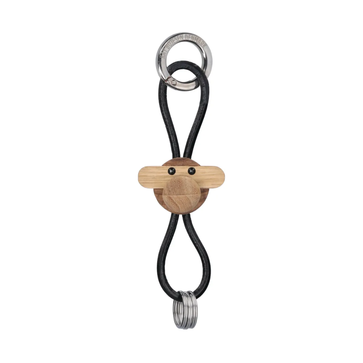 Kaj Bojesen ape nøkkelring, Teak-limbatre, svart lær Kay Bojesen Denmark