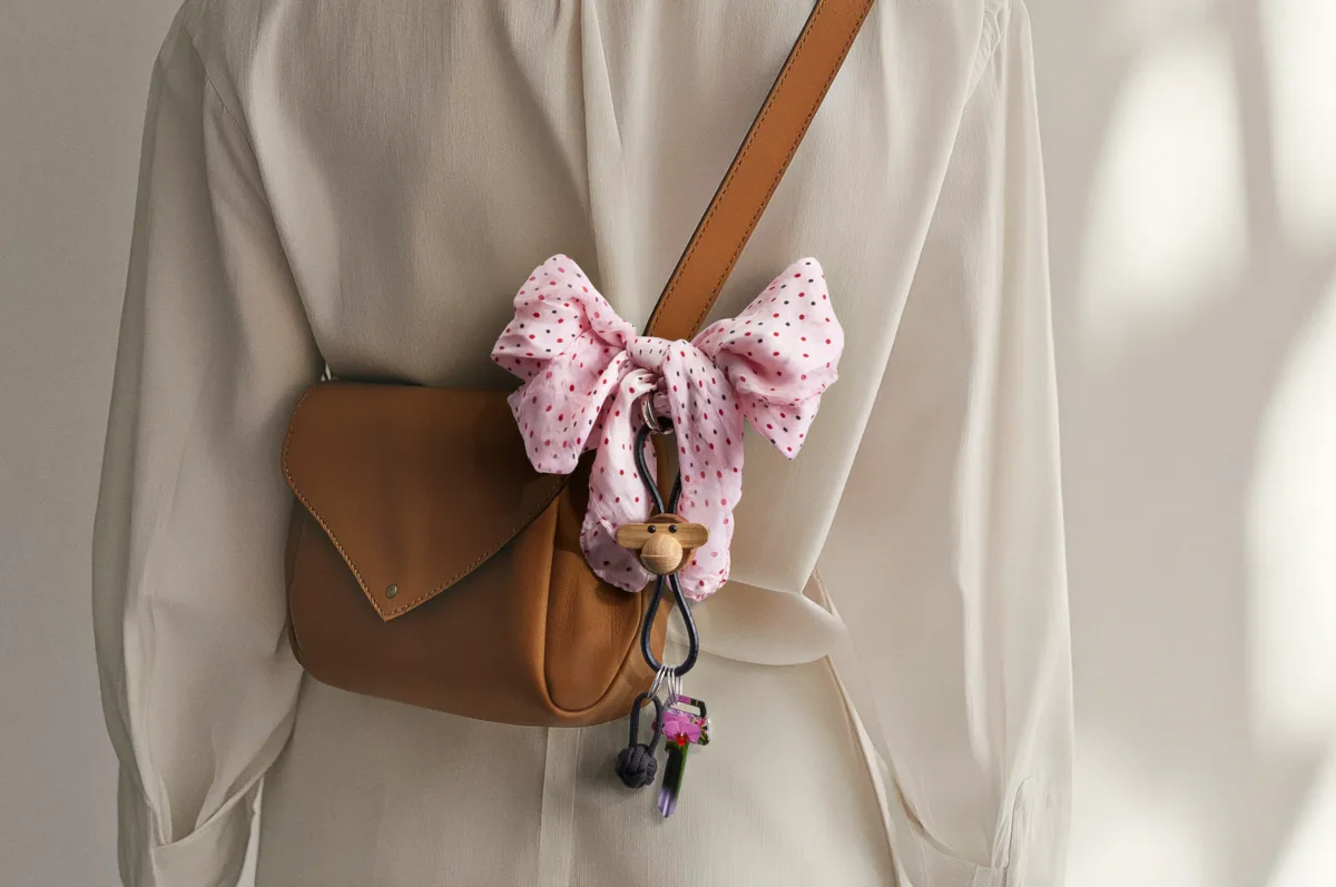 Kaj Bojesen nøkkelring, Ape, Teak-limbatre, svart lær Kay Bojesen Denmark