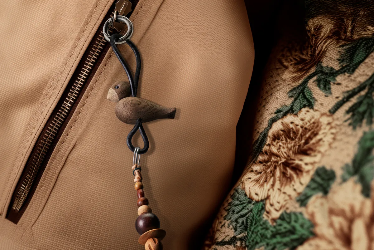 Kaj Bojesen nøkkelring, Fugl, Røkt eik, svart lær Kay Bojesen Denmark