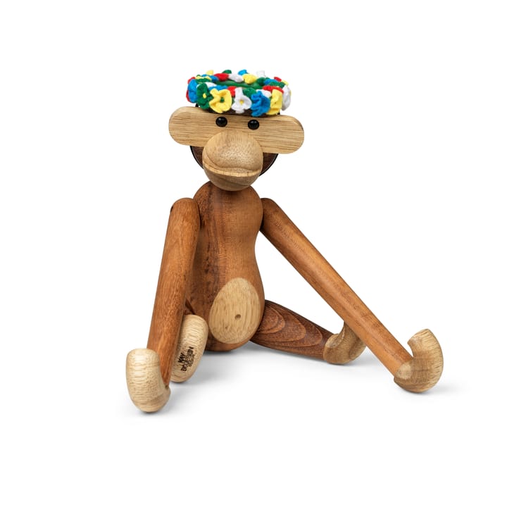 Kay Bojesen ape liten med midtsommerkrans - Teak-limbatre 20 cm - Kay Bojesen Denmark