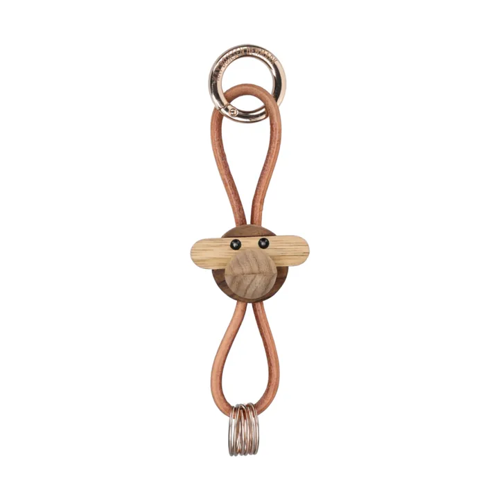 Kay Bojesen ape nøkkelring - Teak-limbatre, natur lær - Kay Bojesen Denmark