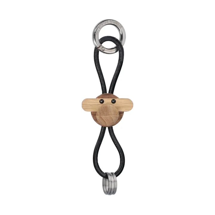 Kay Bojesen ape nøkkelring - Teak-limbatre, svart lær - Kay Bojesen Denmark