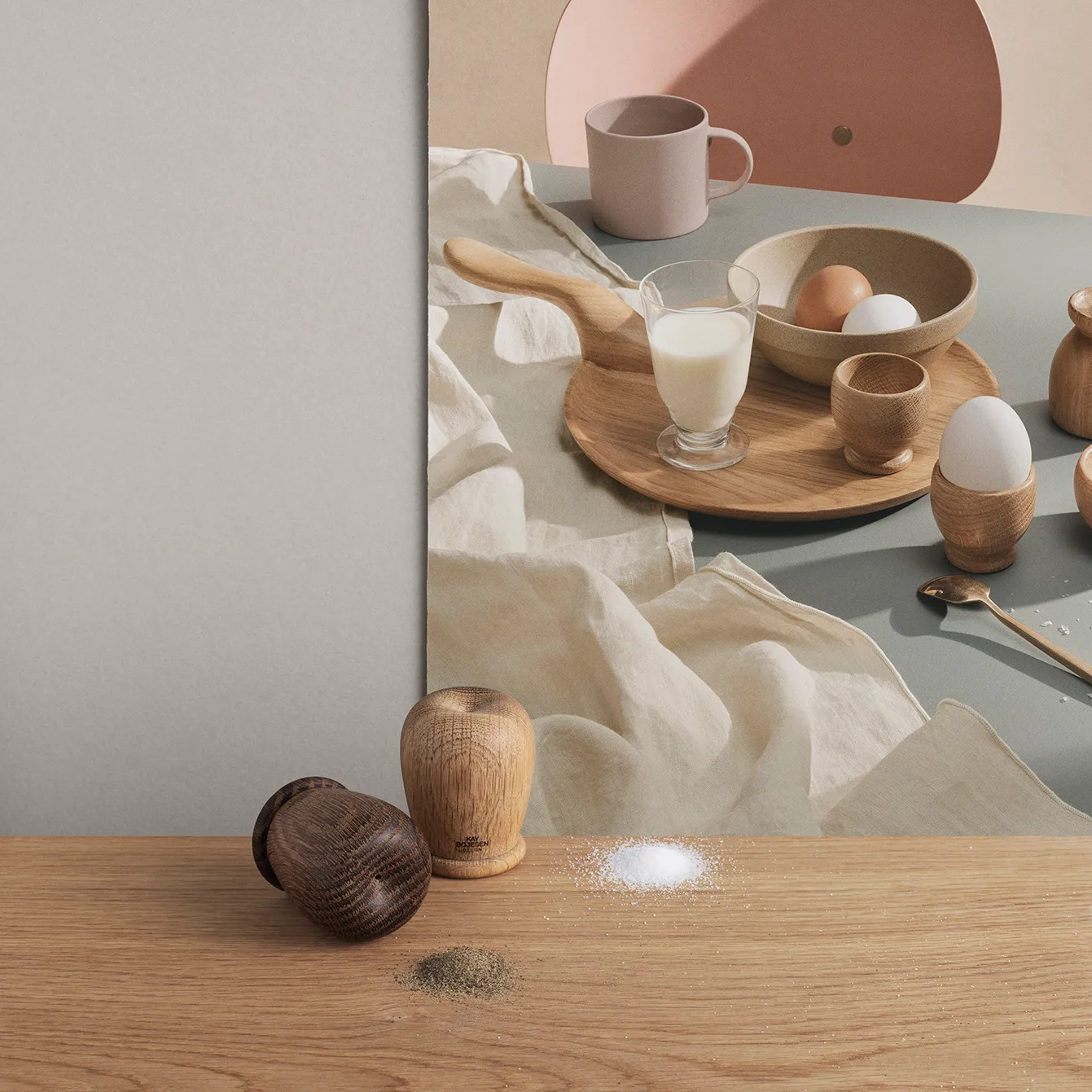 Kay Bojesen salt- og peppersett, Eik-røkt eik Kay Bojesen Denmark