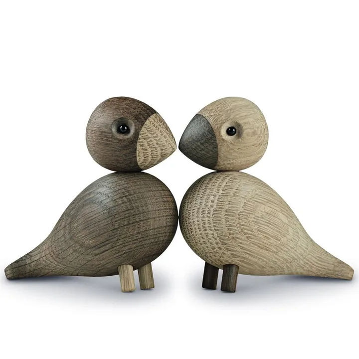 Kay Bojesen trefigur lovebirds sett - Røkt eik, 8,8 cm - Kay Bojesen Denmark