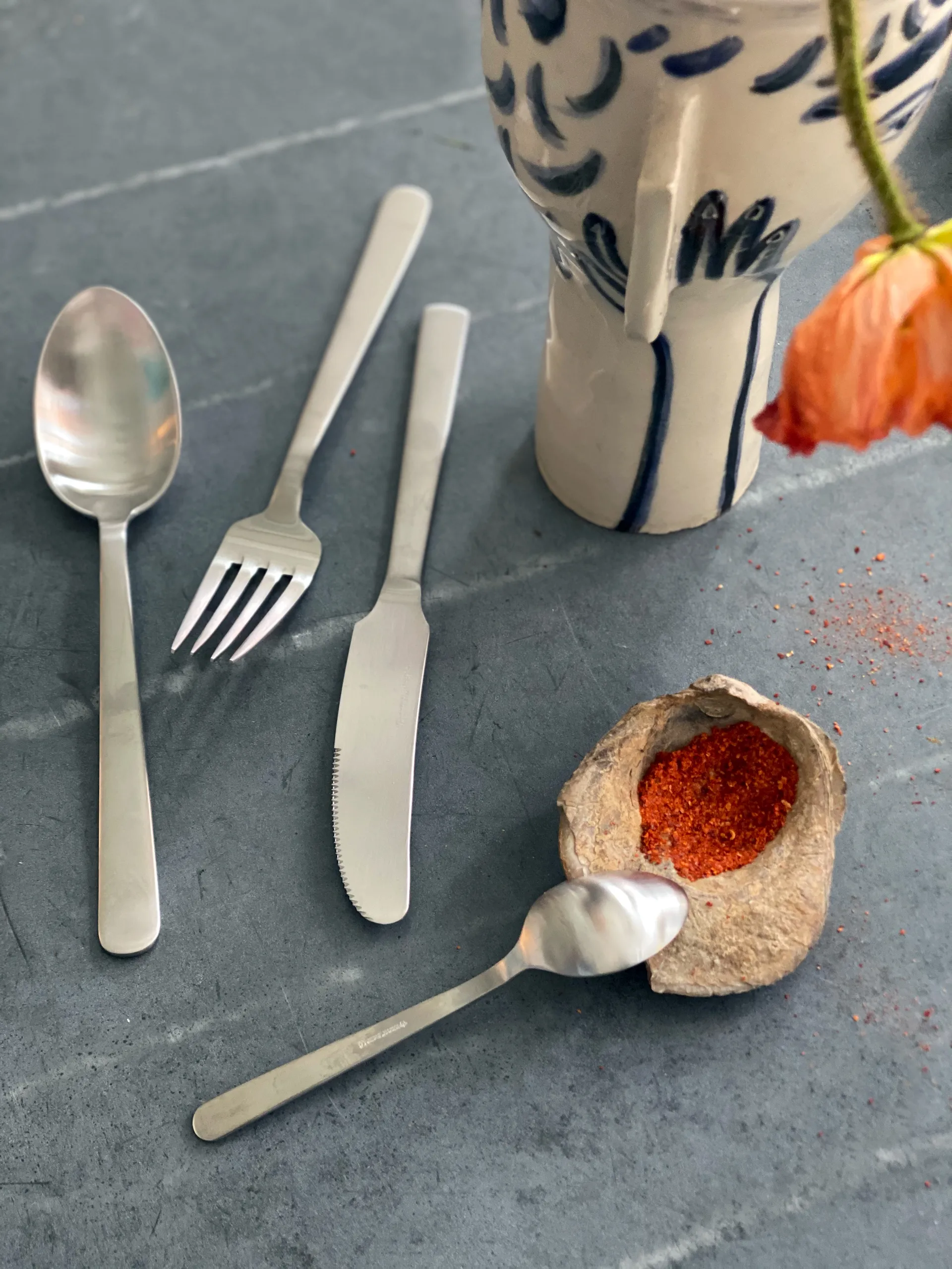 Grand Prix bestikksett 4 deler, Matte steel Kay Bojesen