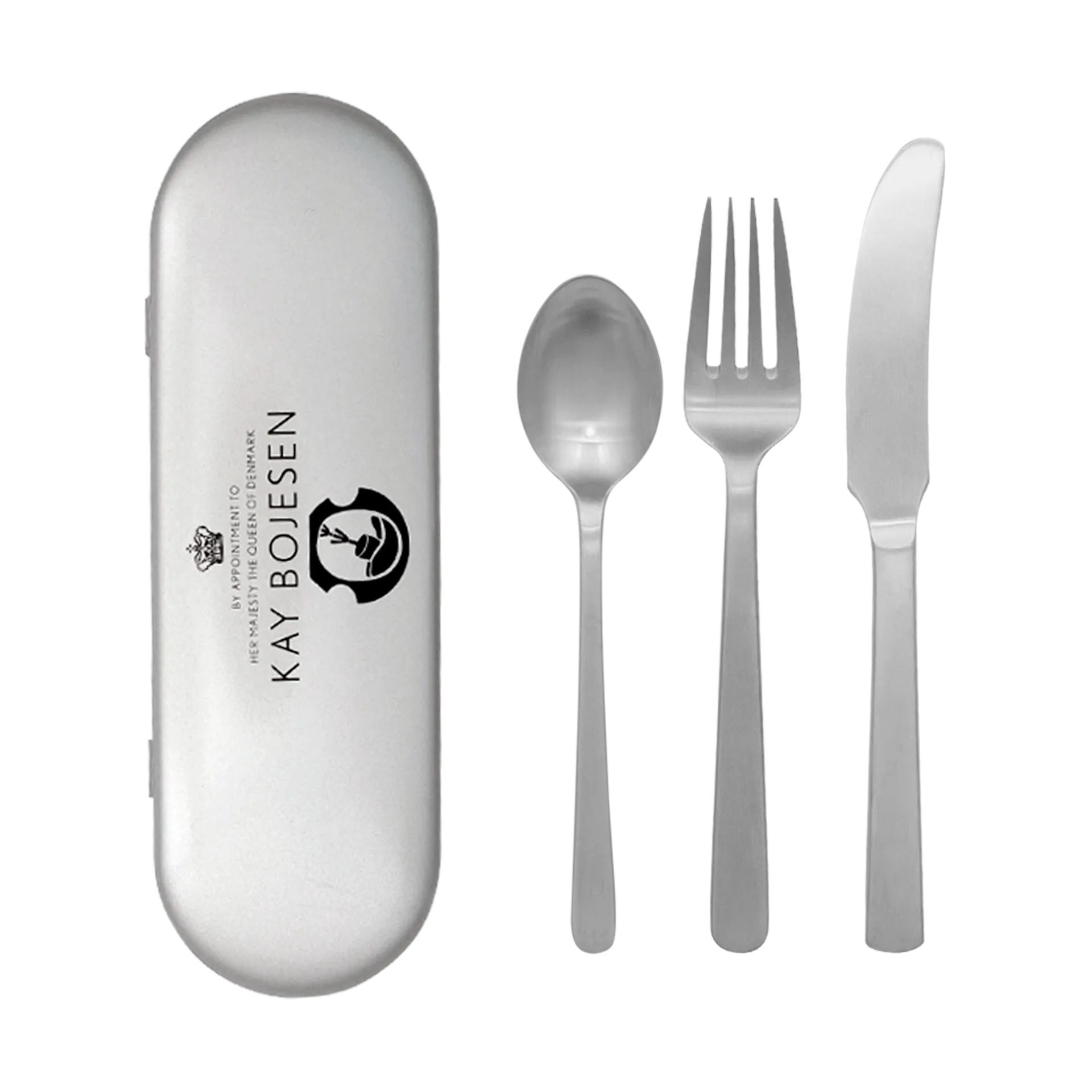 Grand Prix bestikksett reisesett 3 deler, Matte steel Kay Bojesen