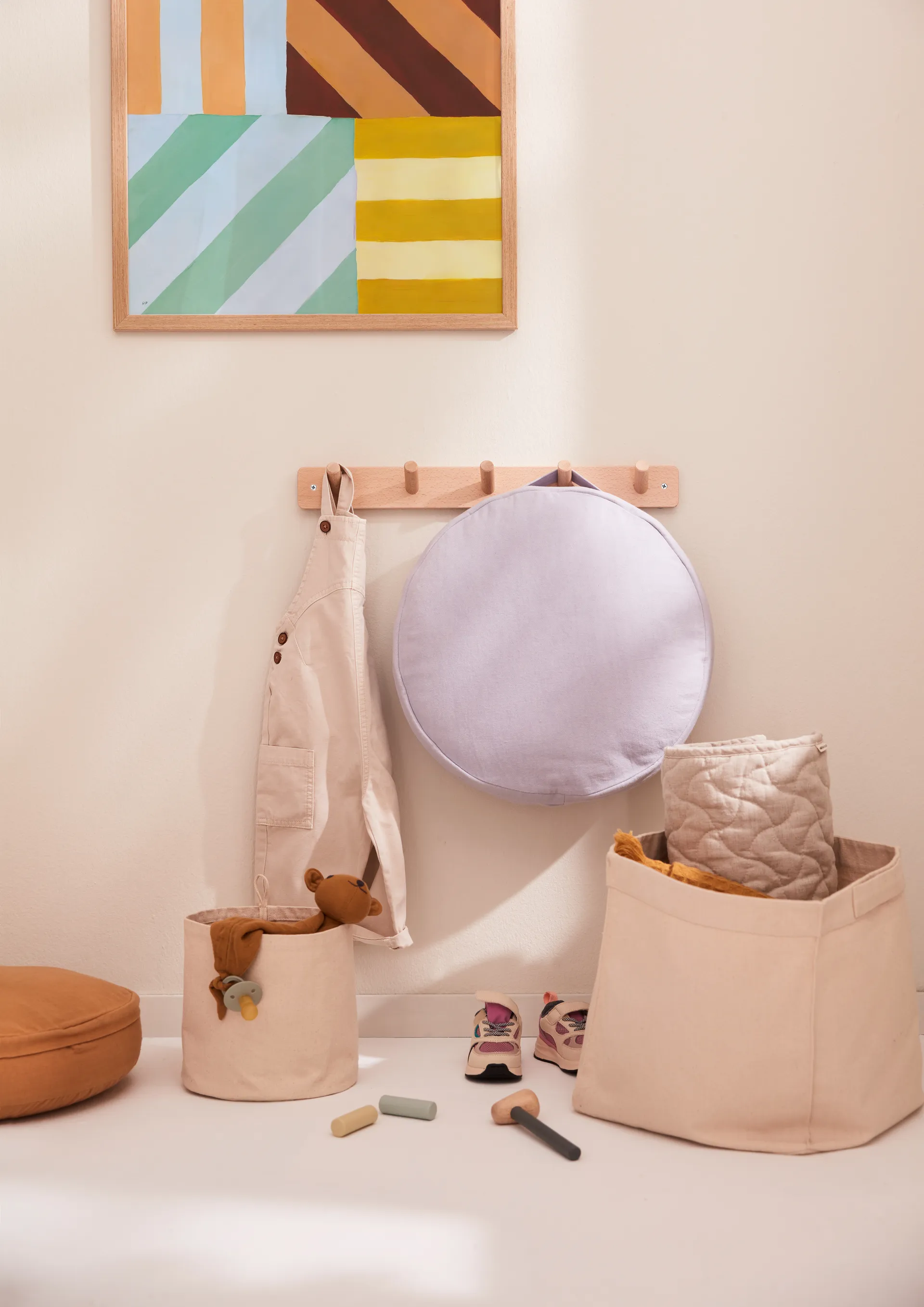 Kids Base oppbevaring tekstil sylinder 2-pakning, Naturhvit  Kid's Concept