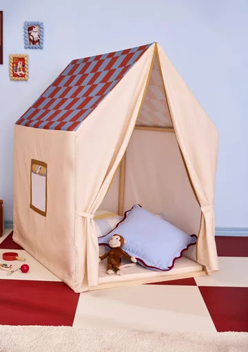 Lekehustelt, 110x80x124 cm - Dueblå rute - Kid's Concept
