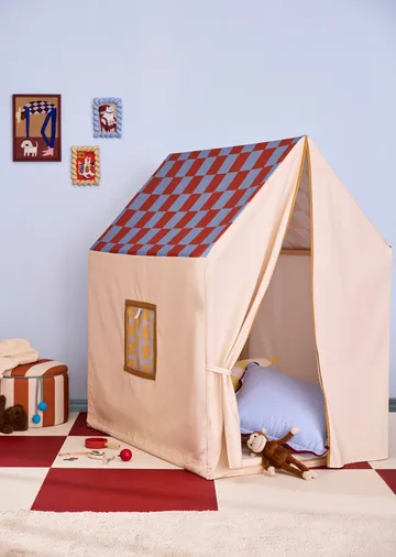 Lekehustelt, 110x80x124 cm - Dueblå rute - Kid's Concept