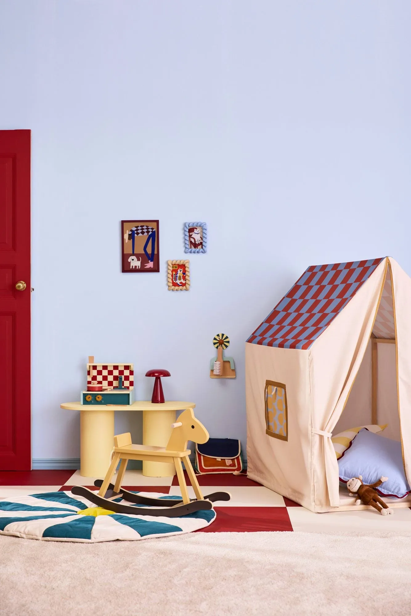 Lekehustelt, 110x80x124 cm, Dueblå rute Kid's Concept