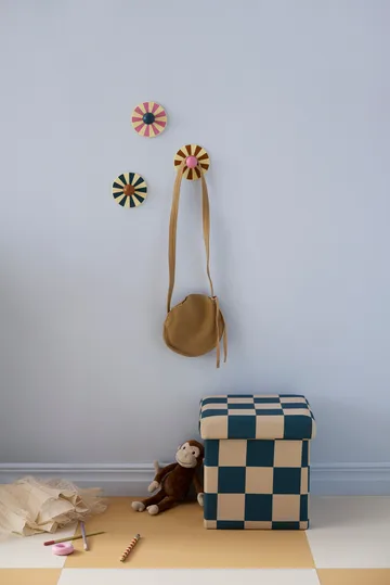 Sittepuff med oppbevaring rute - Blågrønn, 30x30 cm - Kid's Concept