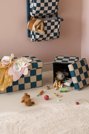 Sittepuff med oppbevaring rute - Blågrønn, 80x30x30 cm - Kid's Concept