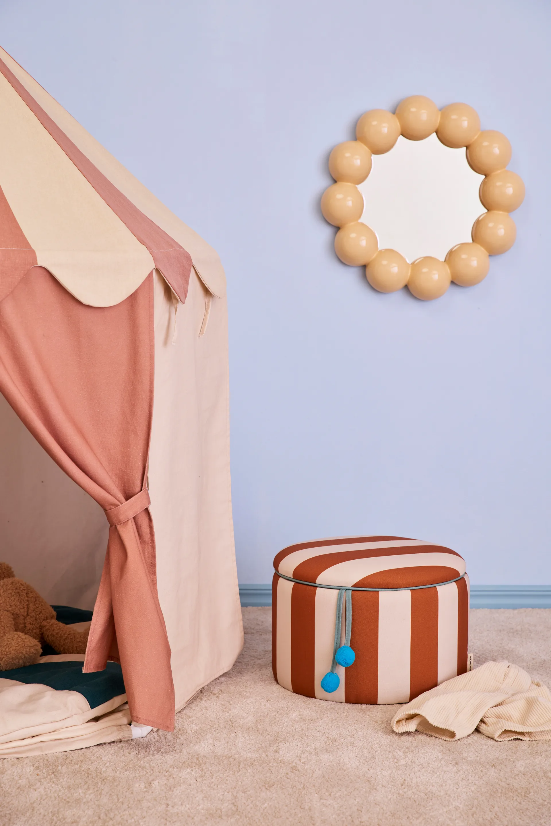Sittepuff sylinder med oppbevaring, Brun, Ø40x30,5 cm Kid's Concept