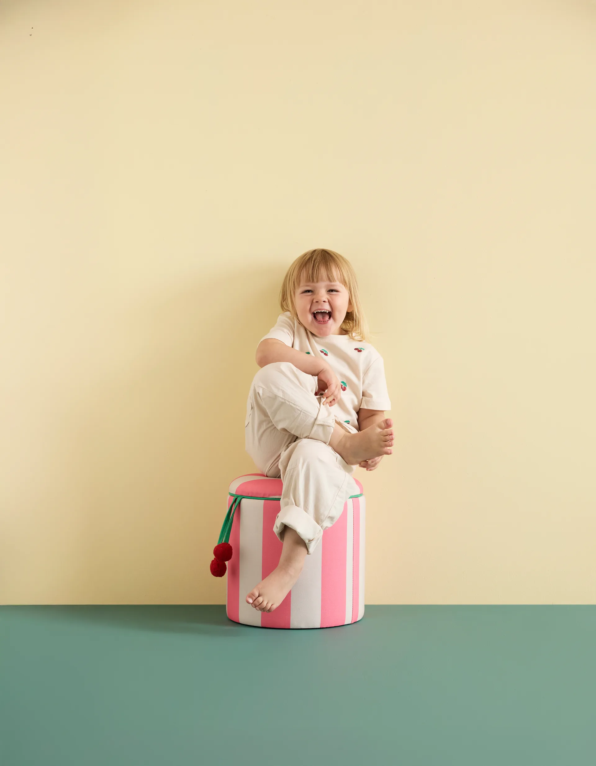 Sittepuff sylinder med oppbevaring, Rosa, Ø40x30,5 cm Kid's Concept