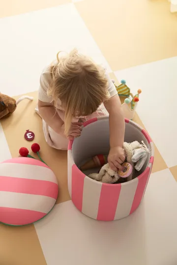 Sittepuff sylinder med oppbevaring - Rosa, Ø40x30,5 cm - Kid's Concept