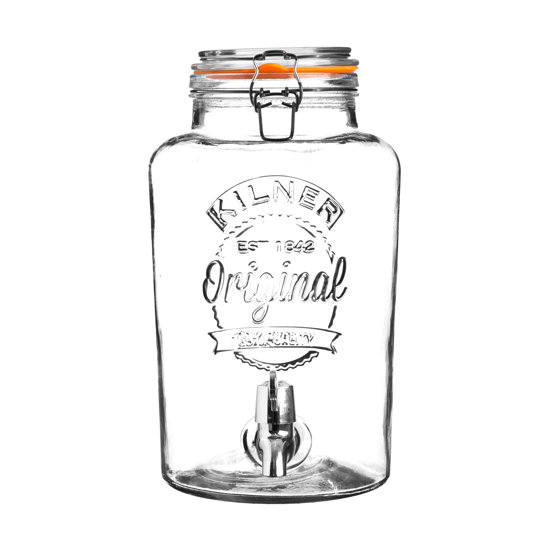 Kilner drikkedispenser med tappekran, Klar-rustfritt stål, 8 L Kilner