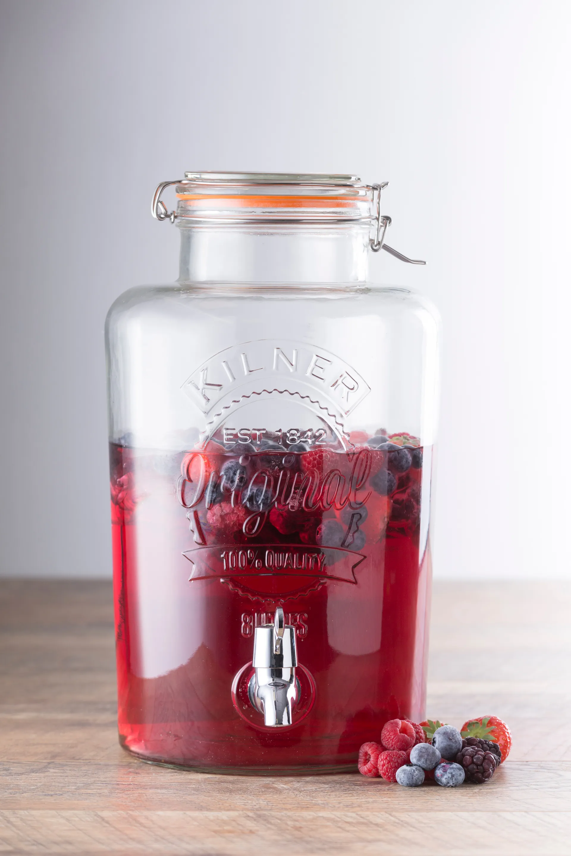 Kilner drikkedispenser med tappekran, Klar-rustfritt stål, 8 L Kilner