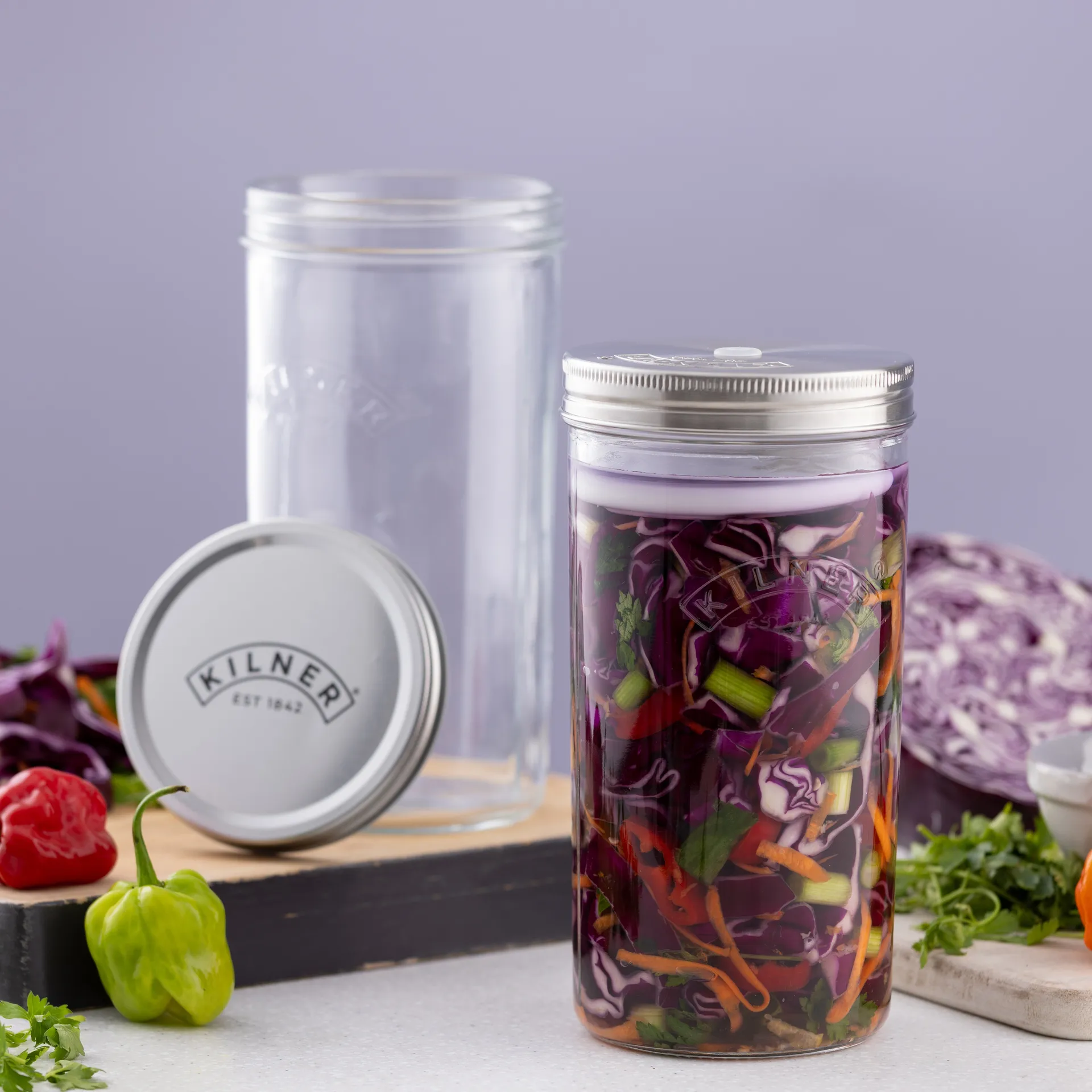 Kilner fermenteringssett, Klar-rustfritt stål, 1 L Kilner