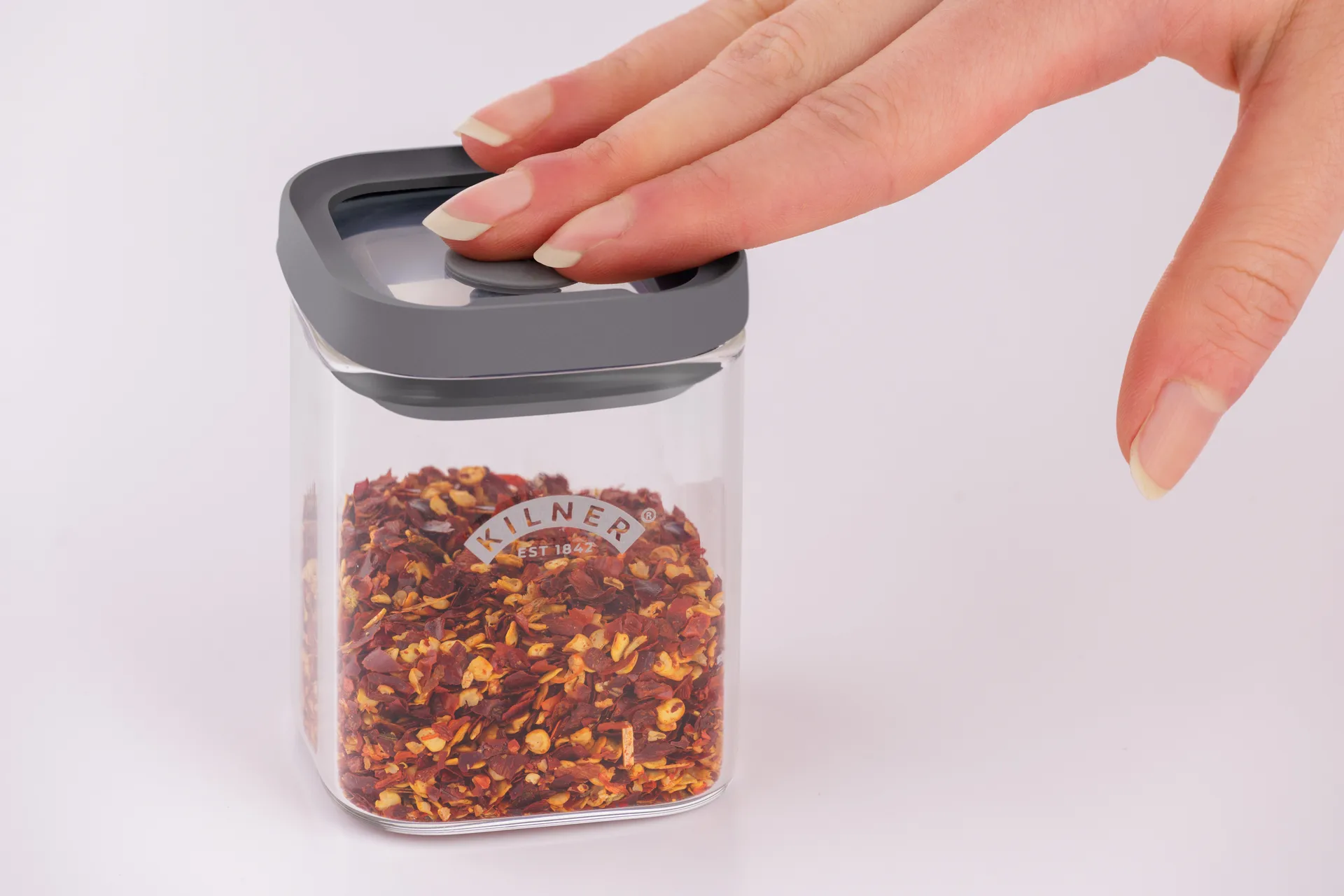 Kilner FRESH krydderkrukke firkantet, Klar-grå, 160 ml Kilner