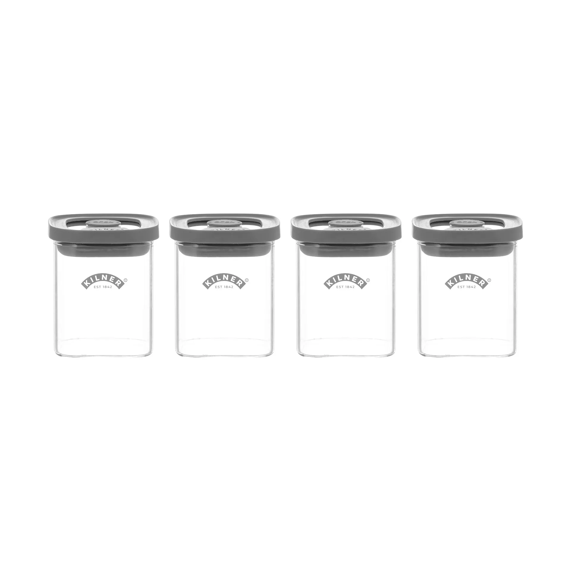 Kilner FRESH krydderkrukker Klar-grå, 4-pakning, 160 ml