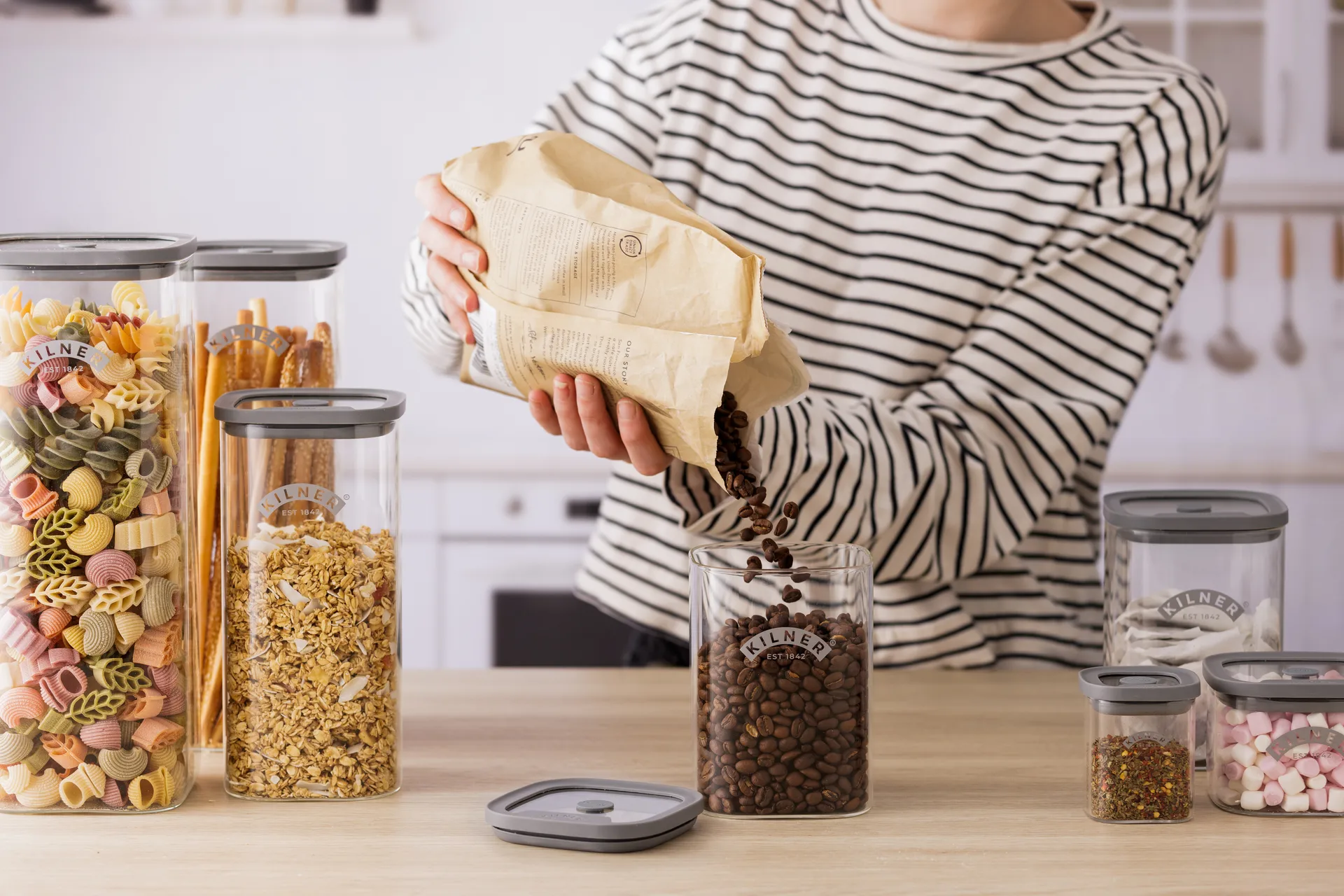 Kilner FRESH oppbevaringskrukke, Klar-grå, 1 L Kilner