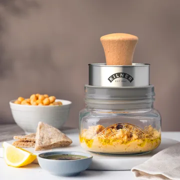 Kilner Mash & Store oppbevaringskrukkesett - Klar-rustfritt stål-tre, 0,5 L - Kilner