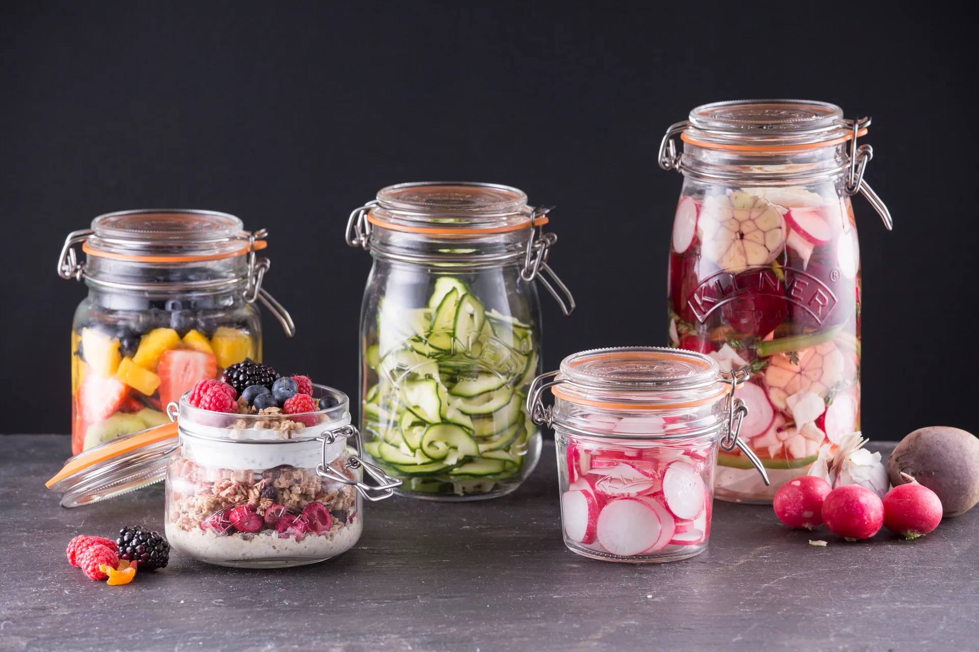 Kilner rund boks med bøyle, Klar, 2 l Kilner