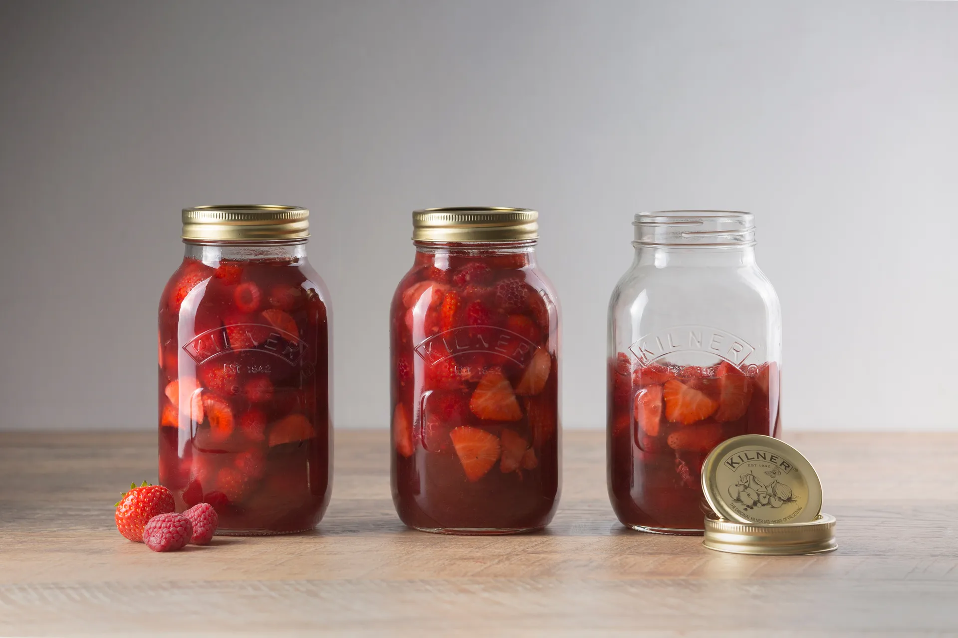 Kilner rund konserveringsglass, Klar-gull, 1 L Kilner