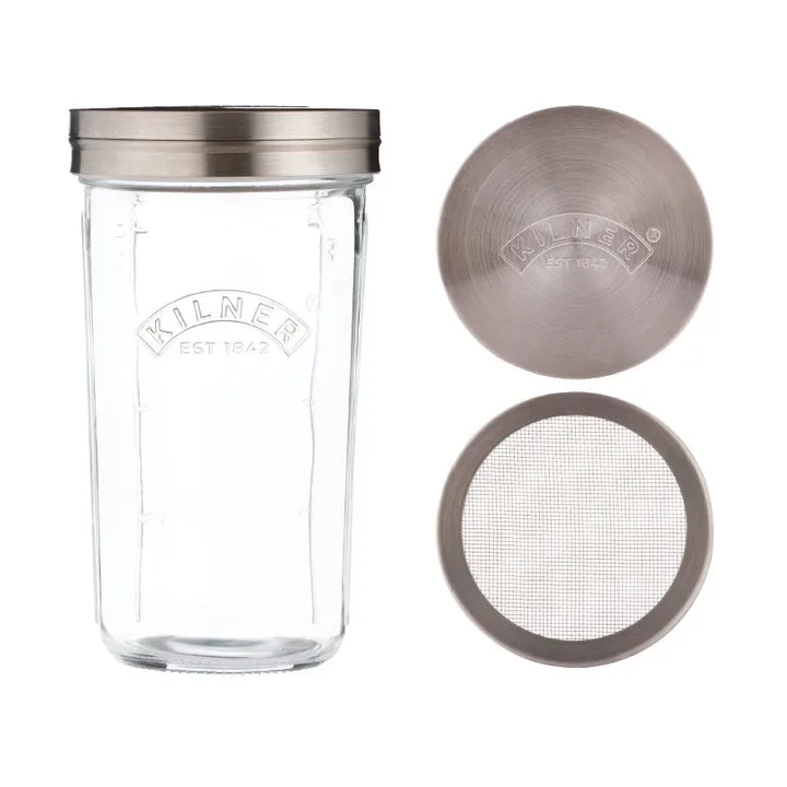 Kilner sikteglass sett - Klar-rustfritt stål, 0,5 L - Kilner