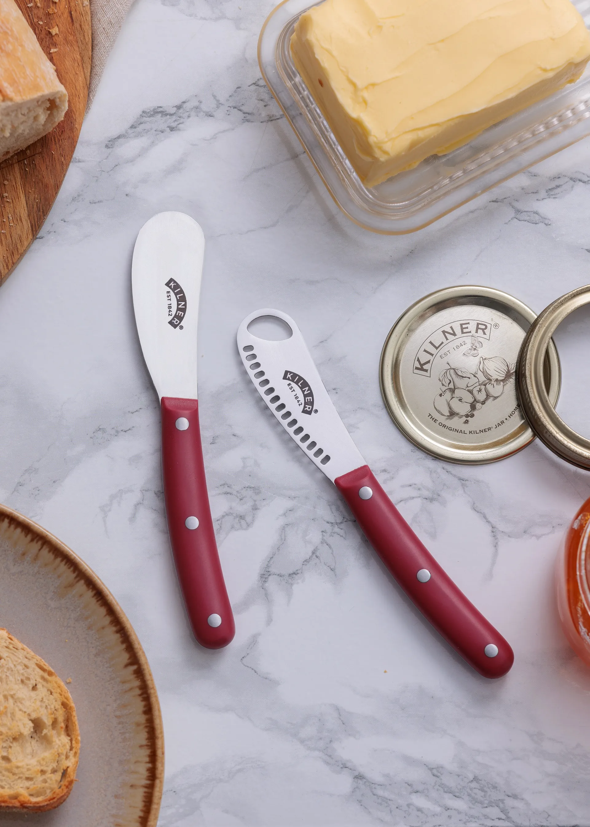 Kilner smørkniv sett, Rød-rustfritt stål Kilner