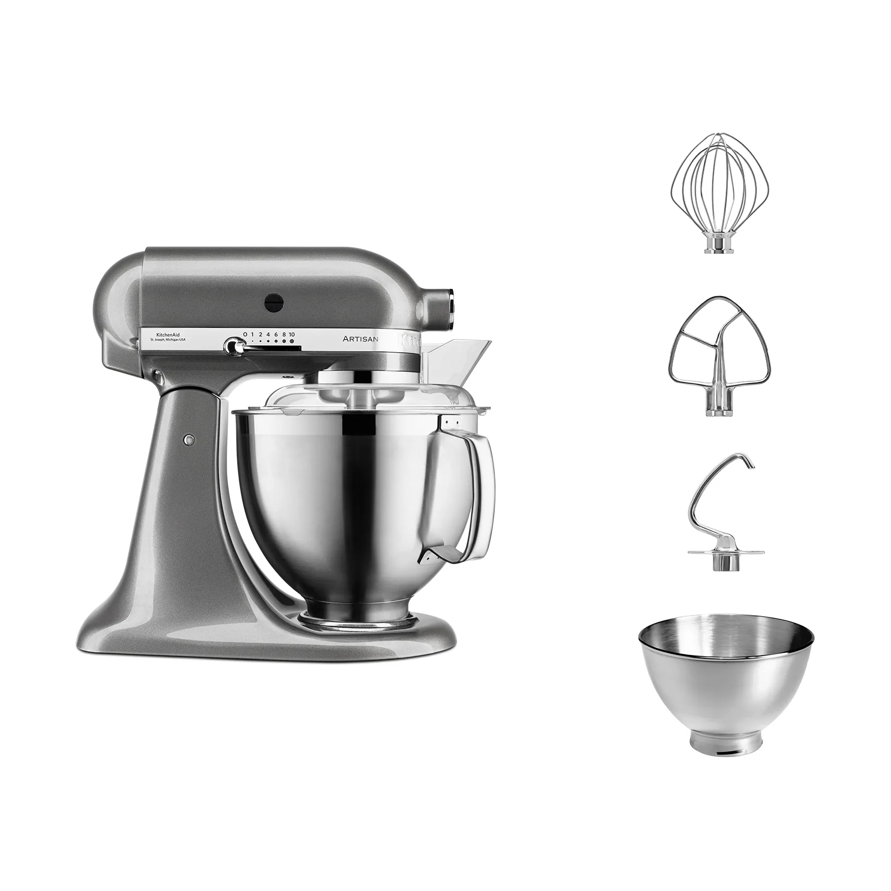 Artisan 5KSM185 kjøkkenmaskin premium 4,8 L, Medallion silver KitchenAid