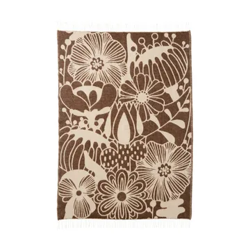 Blomranka ullpledd - Brown-beige, 130x200 cm - Klippan Yllefabrik