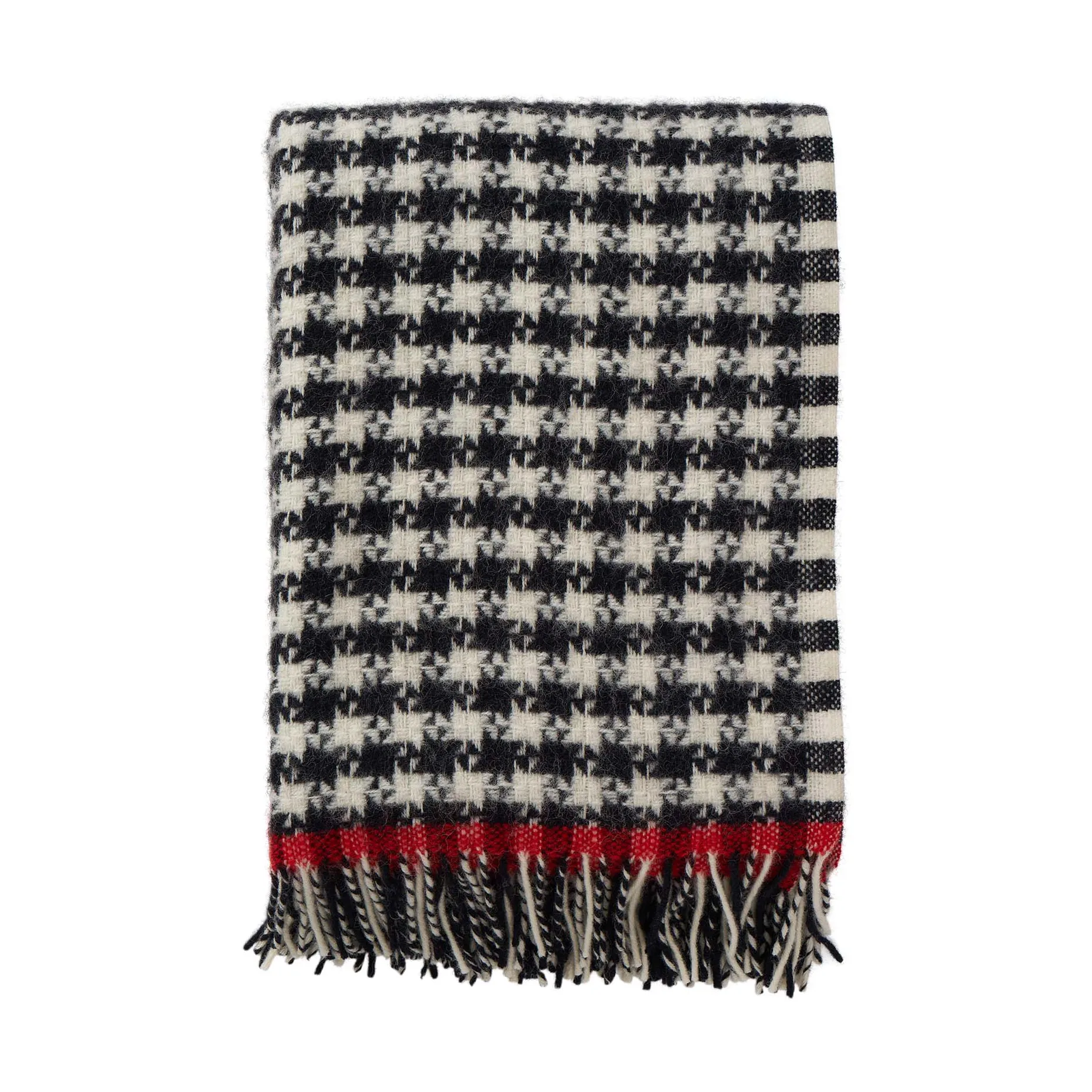 Dogtooth ullpledd 130x200 cm, Black-red Klippan Yllefabrik