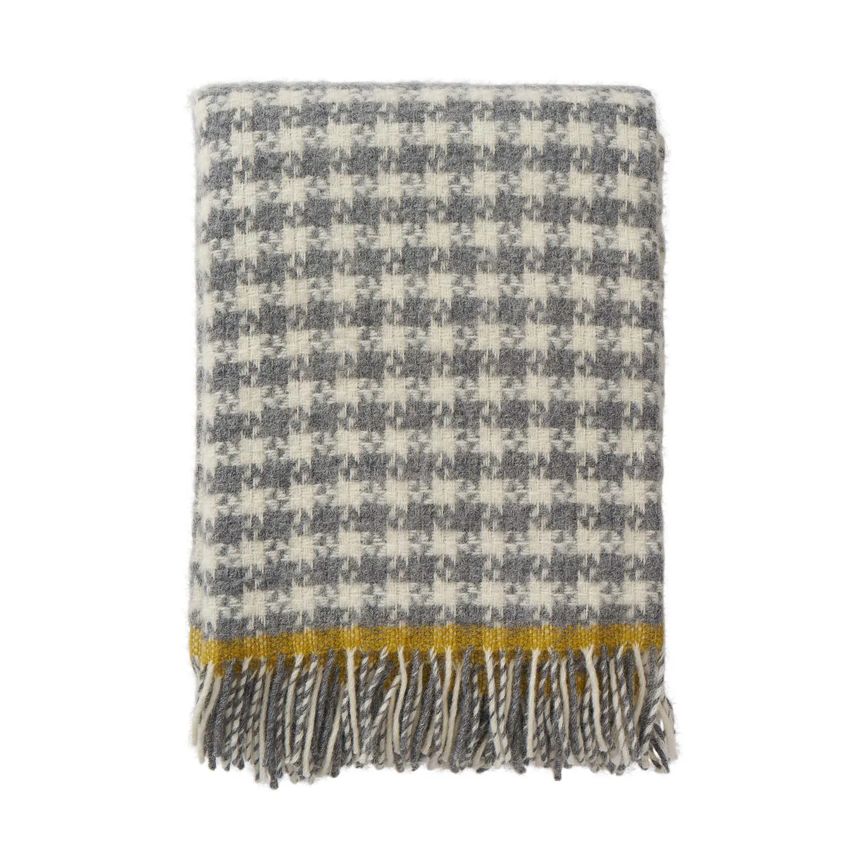 Dogtooth ullpledd 130x200 cm, Grey-yellow Klippan Yllefabrik