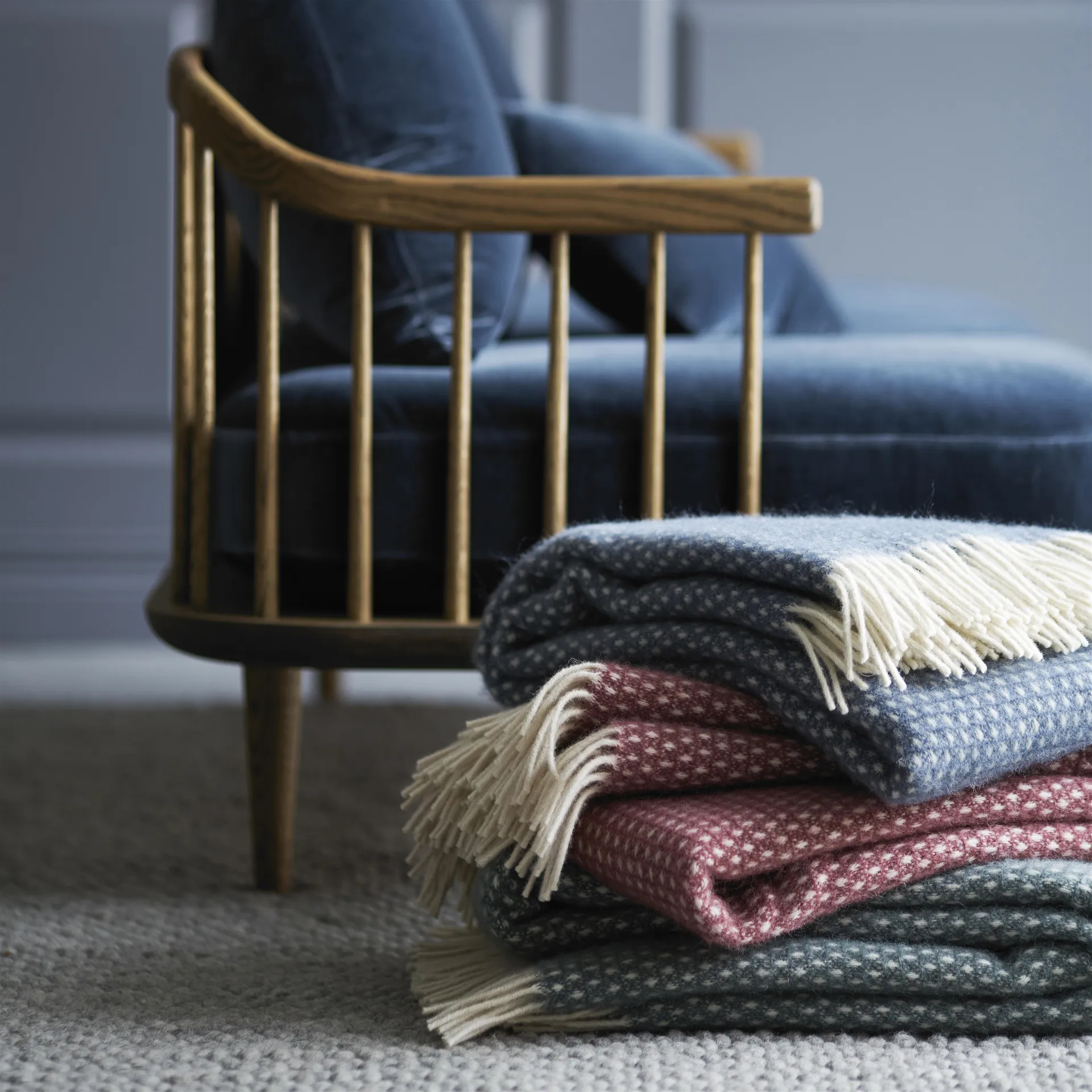 Knut pledd ull, rust rød Klippan Yllefabrik