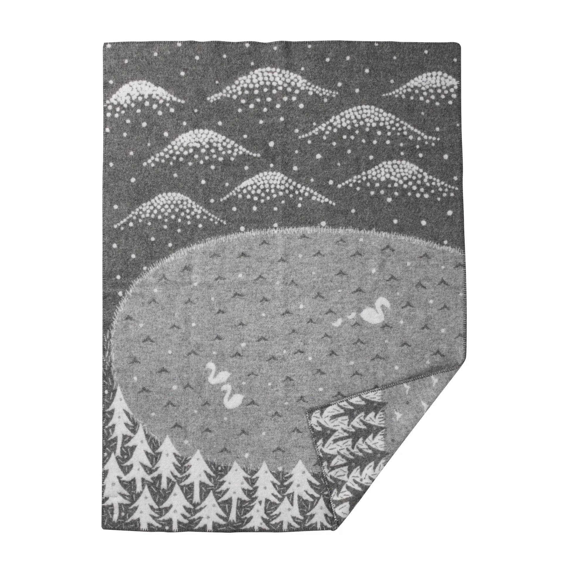 Lake in the valley pledd, grå Klippan Yllefabrik