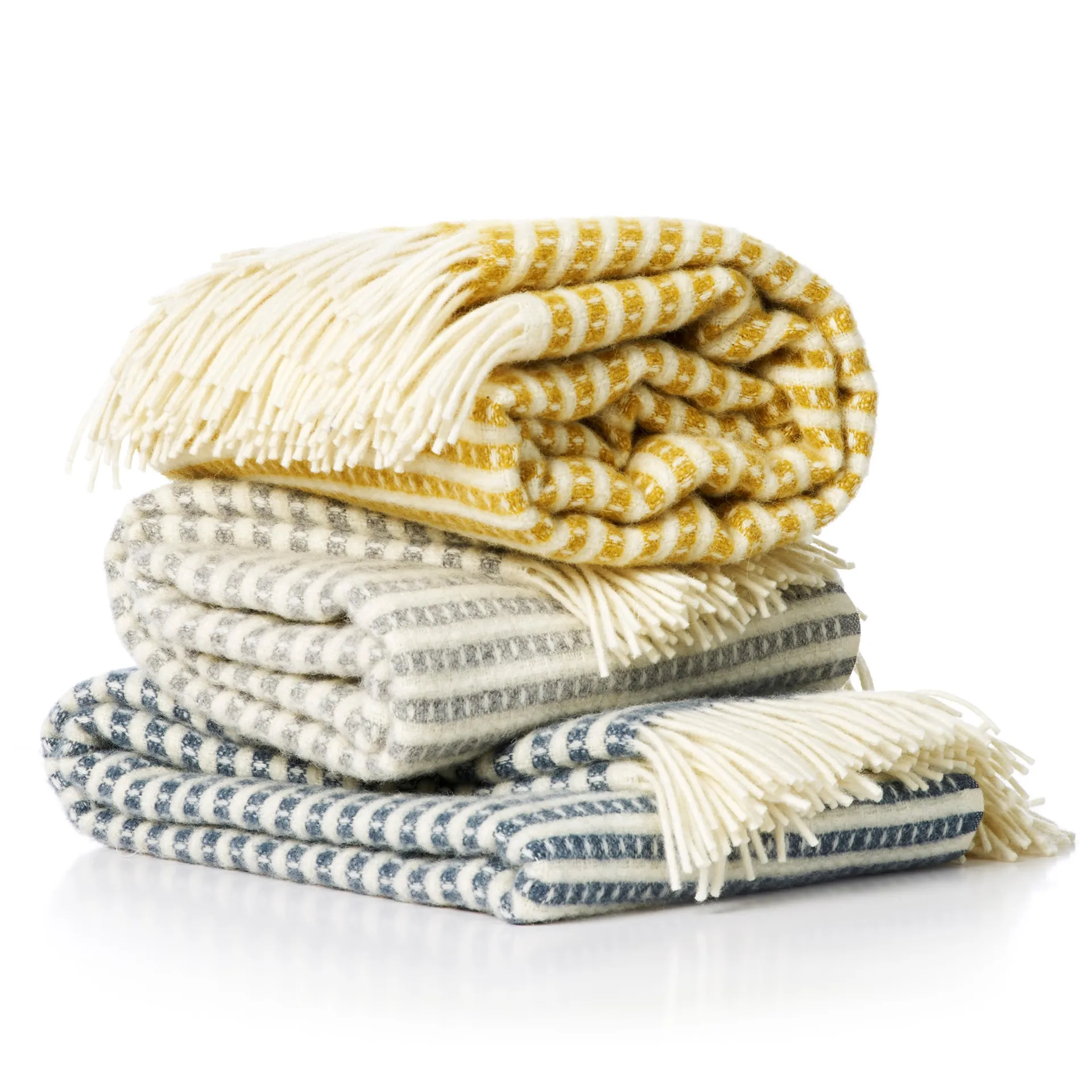 Olle pledd ull, røyk blå Klippan Yllefabrik