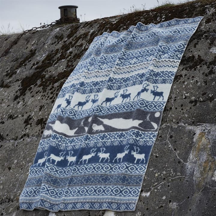 Sarek ullpledd, grå-blå Klippan Yllefabrik