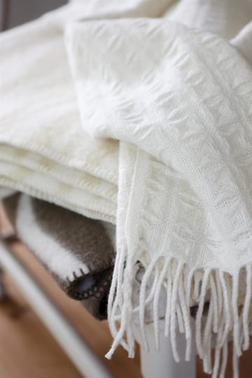Twist pledd ull - naturhvit - Klippan Yllefabrik