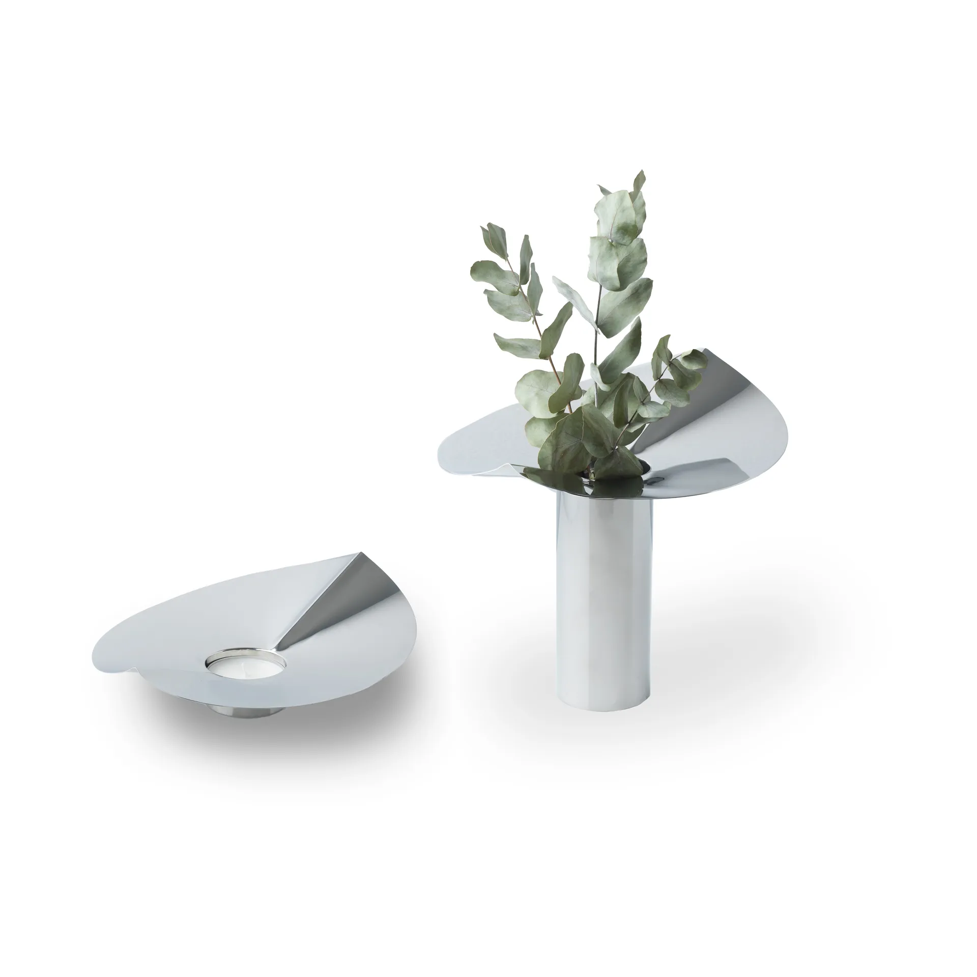 Löv vase-lysholder, Rustfritt stål KLONG