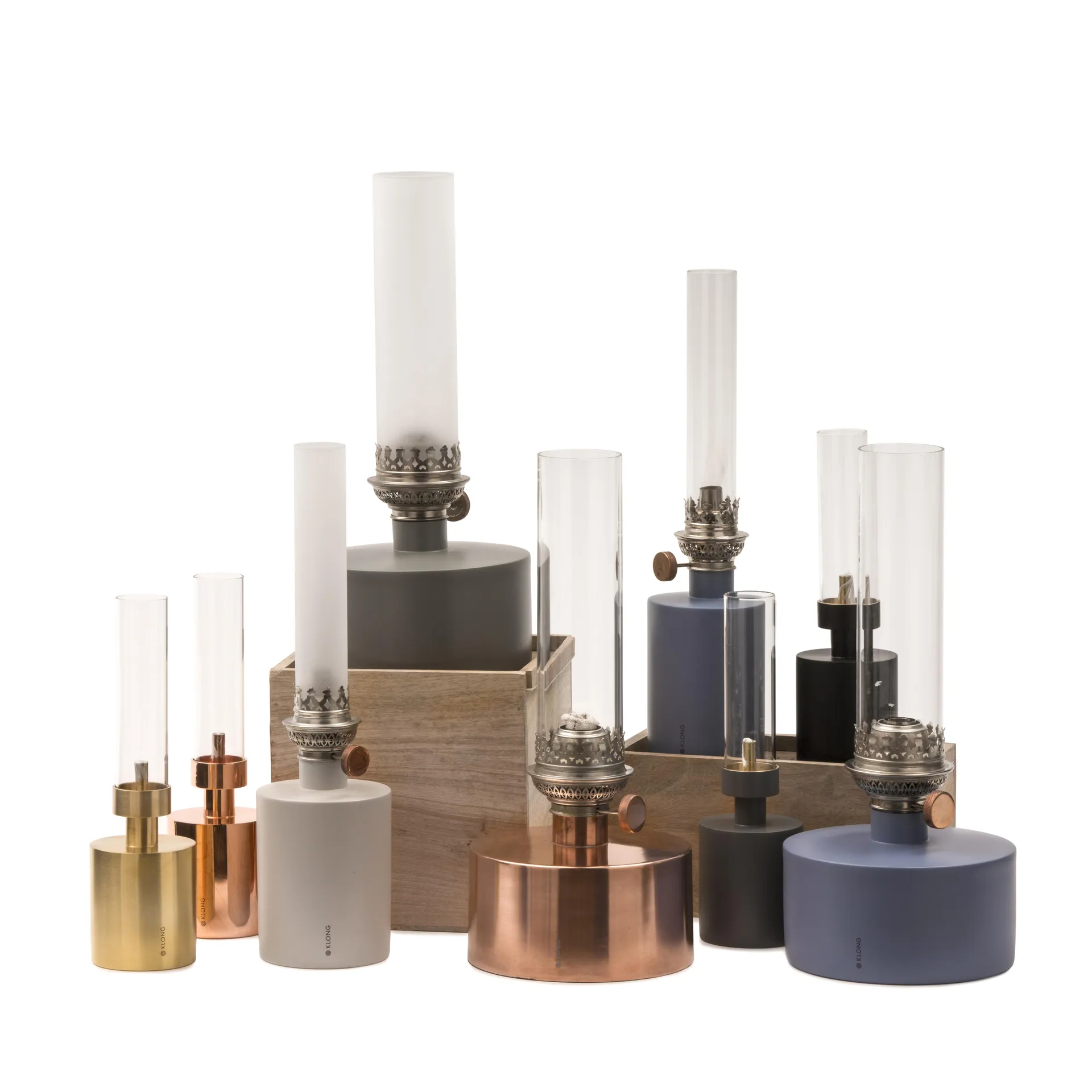 Patina oljelampe, liten, hvit KLONG