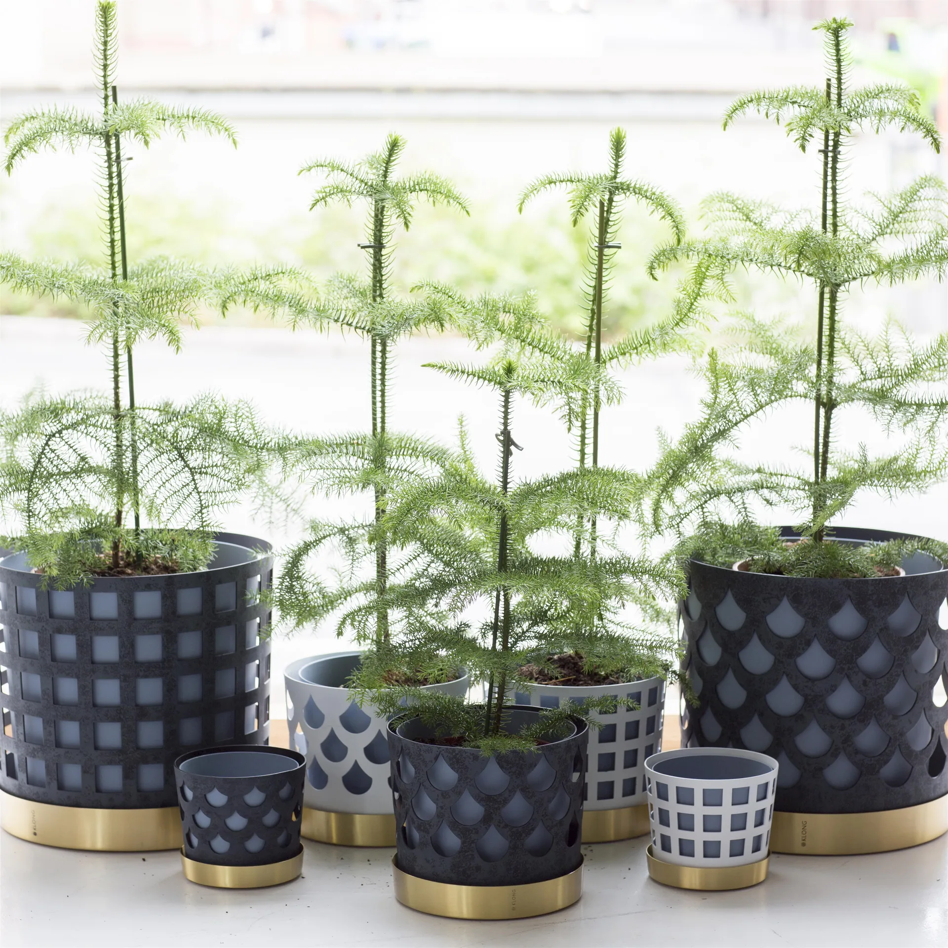 Trio krukke square, medium, hvit KLONG