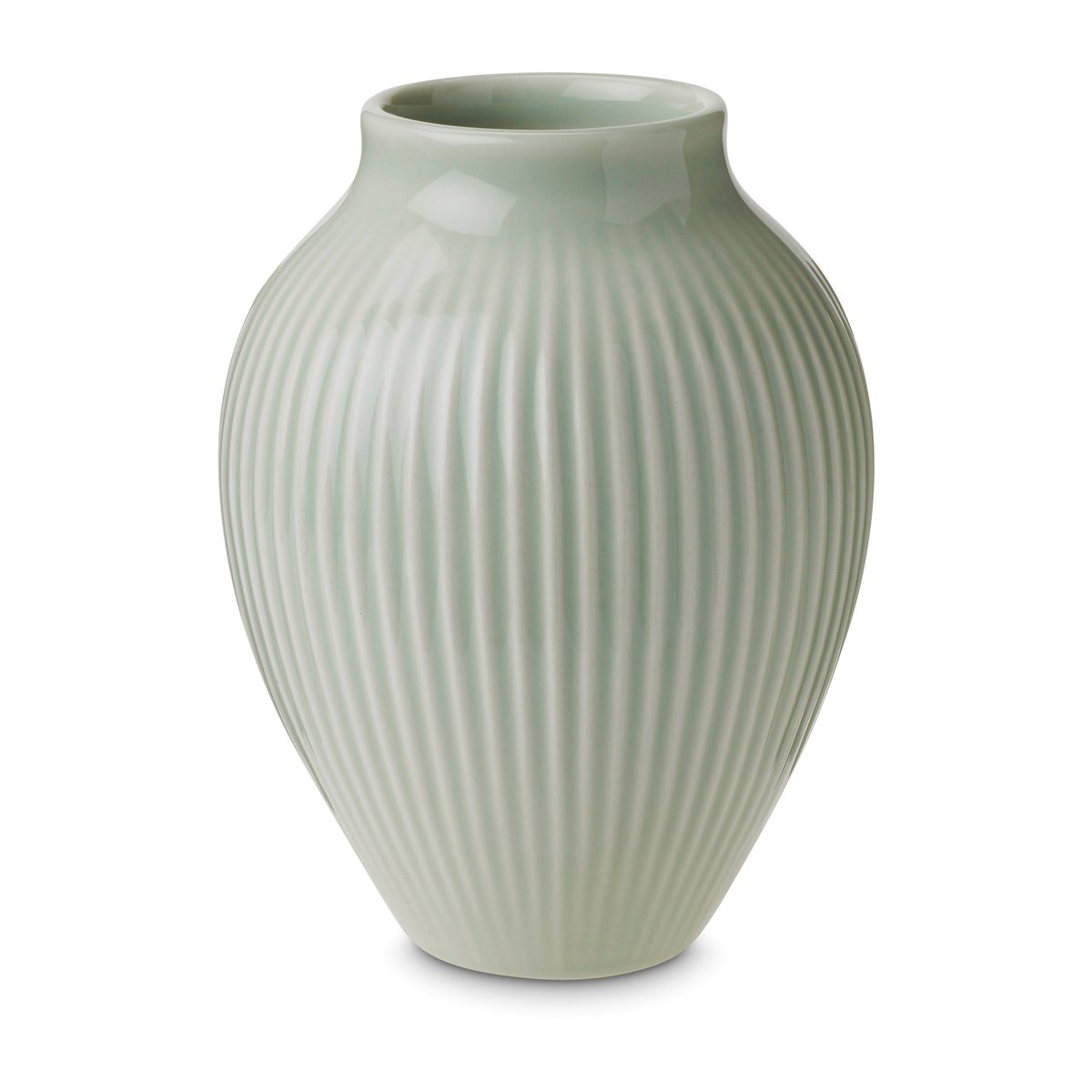 Bilde av Knabstrup Keramik Knabstrup riflet vase 125 cm Mintgrønn