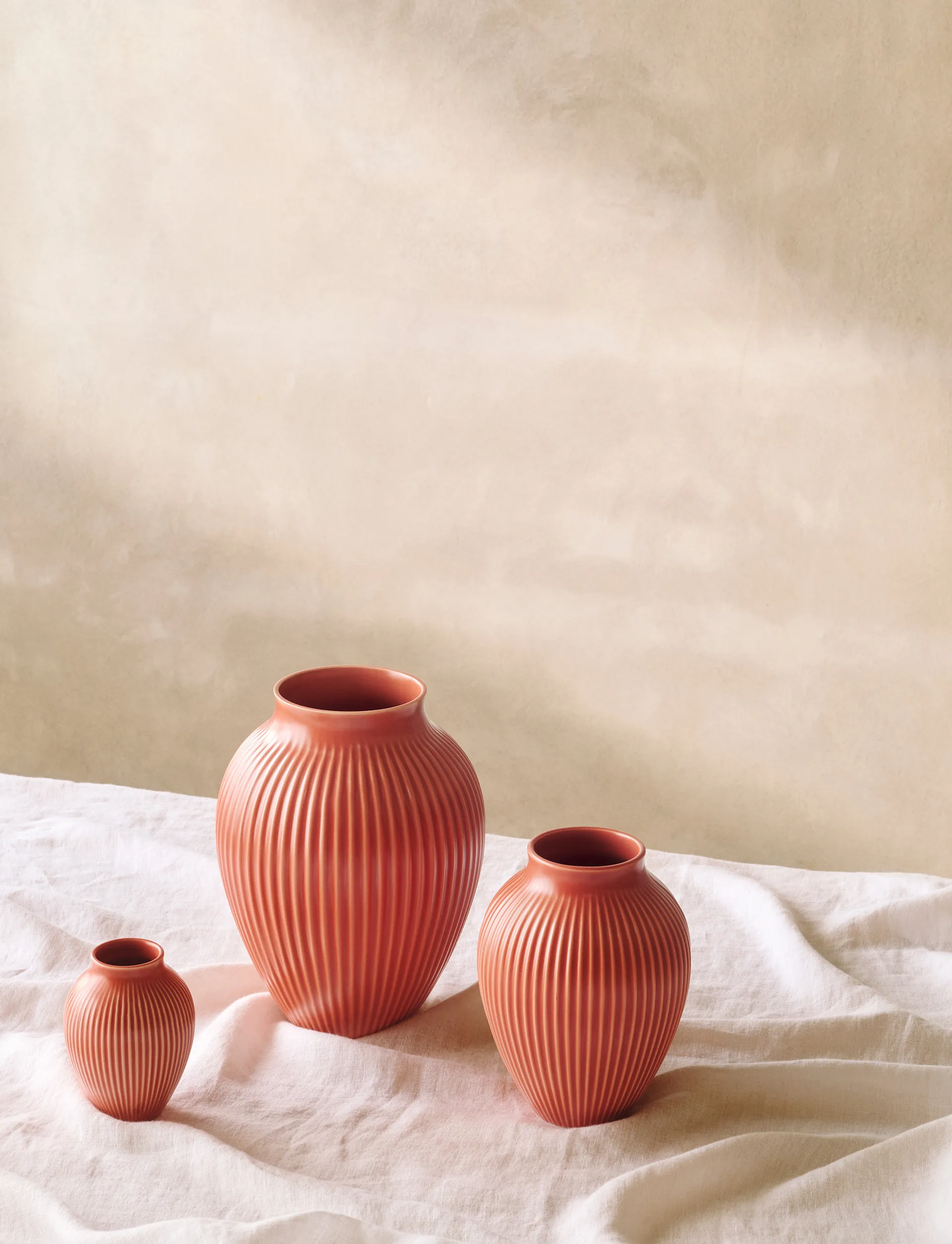 Knabstrup riflet vase 20 cm, Coral Knabstrup Keramik