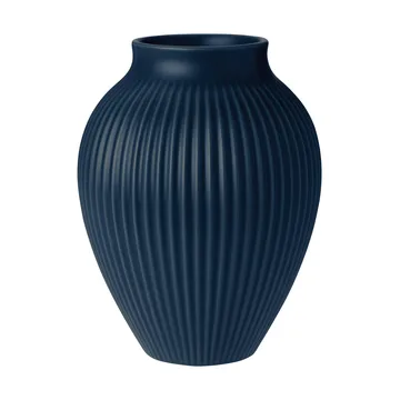Knabstrup riflet vase 20 cm - Dark blue - Knabstrup Keramik